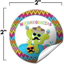 Tropical Fiesta Pool Party Thank You Sticker Labels, 40 2" Party Circle Stick...