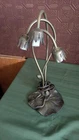Vintage Tiffany Style Lily Pad Table Lamp - NO SHADES - 3 Working Lamps