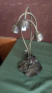 Vintage Tiffany Style Lily Pad Table Lamp NO SHADES 3 Working Lamps