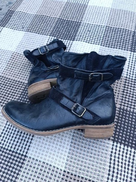 Women Paul Green Boots Black Leather 38.5 #C3M2