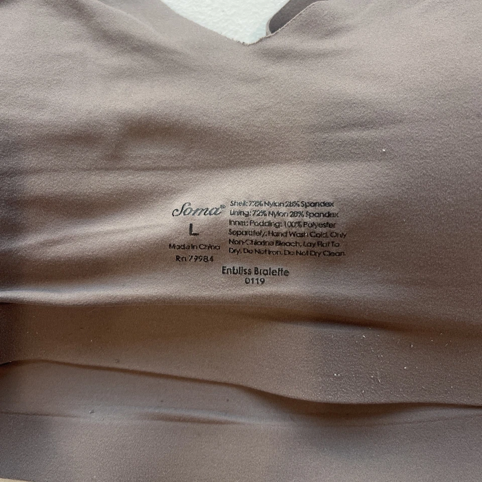 Sujetador Bralette Soma Enbliss L Nude Taupe Sin Costuras Acolchado Comodidad Inalámbrico Foto 4 de 4
