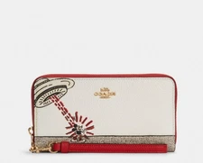 NWT Coach Disney Micky Mouse X Keith Haring Long Zip Around Wallet