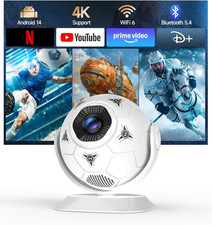 Mini Proiettore Portatile 4K 1080P Support, Videoproiettore a Tema Calcio 360° p