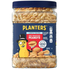 PLANTERS Lightly Salted Dry Roasted Peanuts, Party Snacks, Plant-Based Protein,