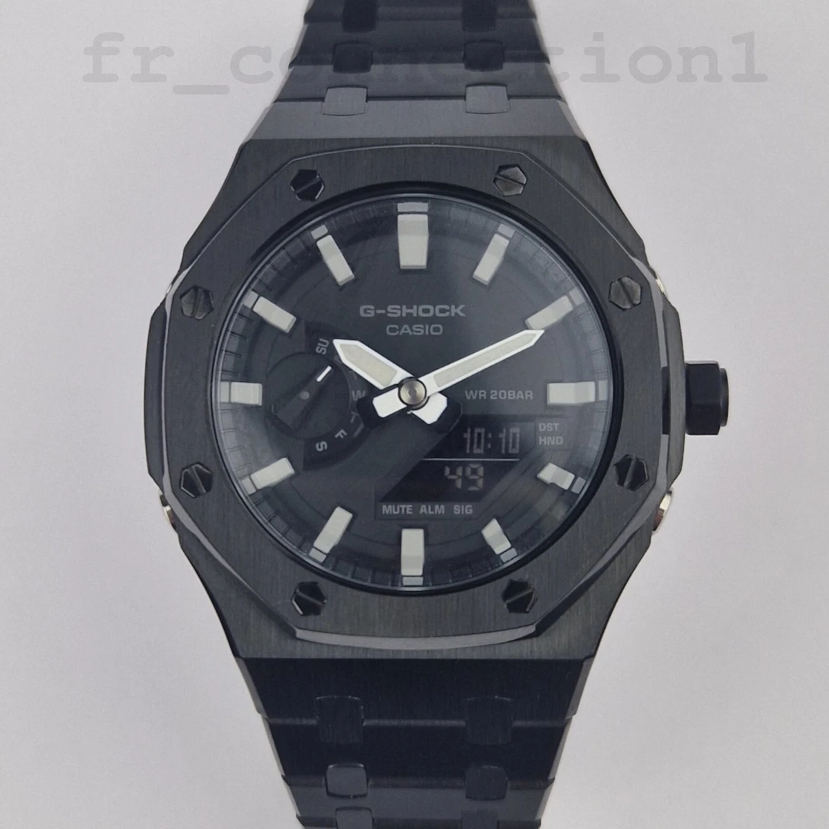 Casioak Custom Casio G-Shock GA2100-1A Full Black Case Stainless Steel 44mm G5