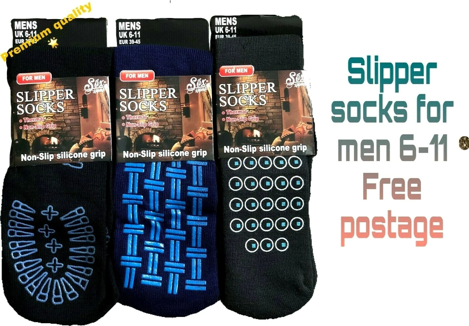 Men's Slipper Gripper Winter Non Slip Grip Thermal Socks