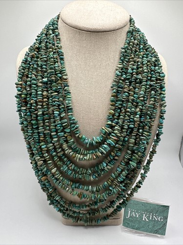 Jay King 10 Strand Natural Turquoise Sterling Silver Waterfall Necklace 195g - Picture 4 of 7