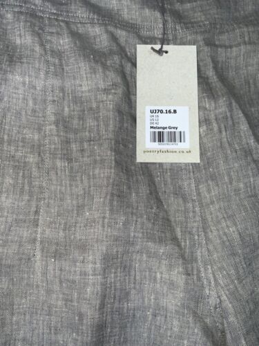 Poetry Melange grau 12 Leinen Pull-On Hose Neu mit Etikett 25" Schrittlänge Gesäßtaschen - Bild 4 von 7