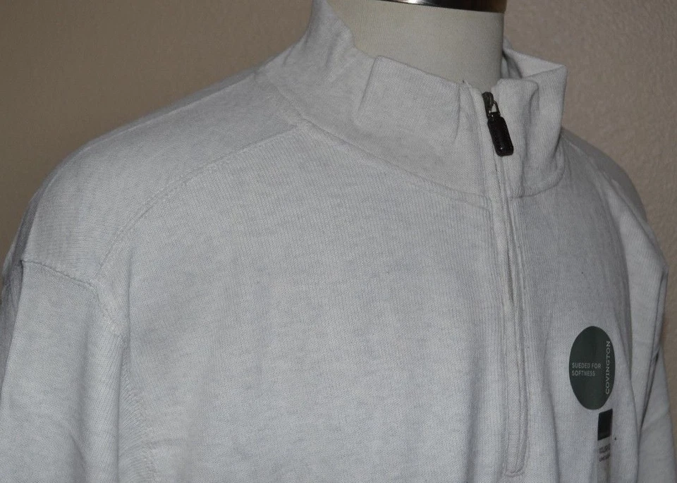 COVINGTON Cream Grey Cotton Mock Pullover 1/2 Zip Sweater Men's XL 46-48 NWT - Image 3 of 4