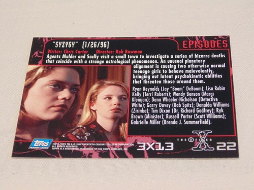 The X-Files Trading Cards Syzygy – Season 3 #22 TOPPS 1996 – Used Excellent - Picture 2 of 3