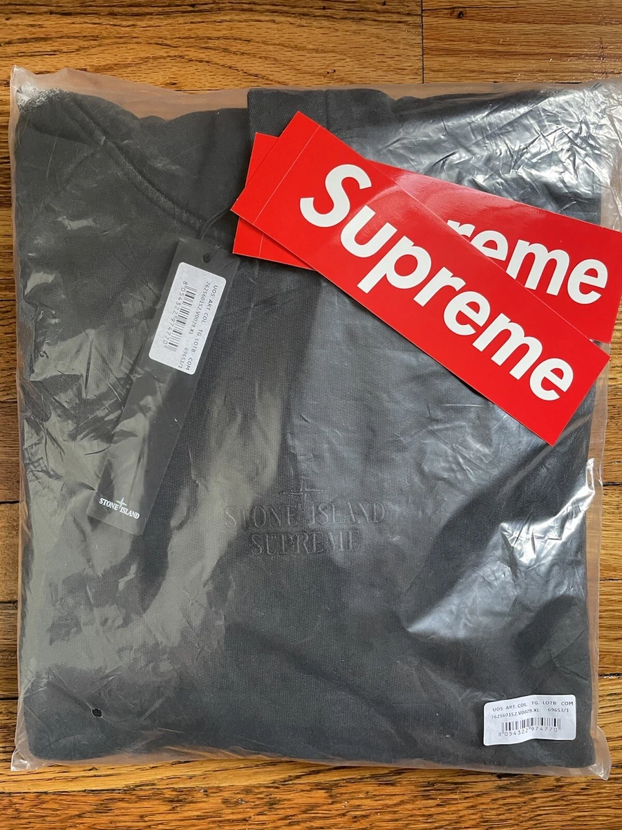 Authentic Supreme X Stone Island Stripe Hooded Sweatshirt - Black XL