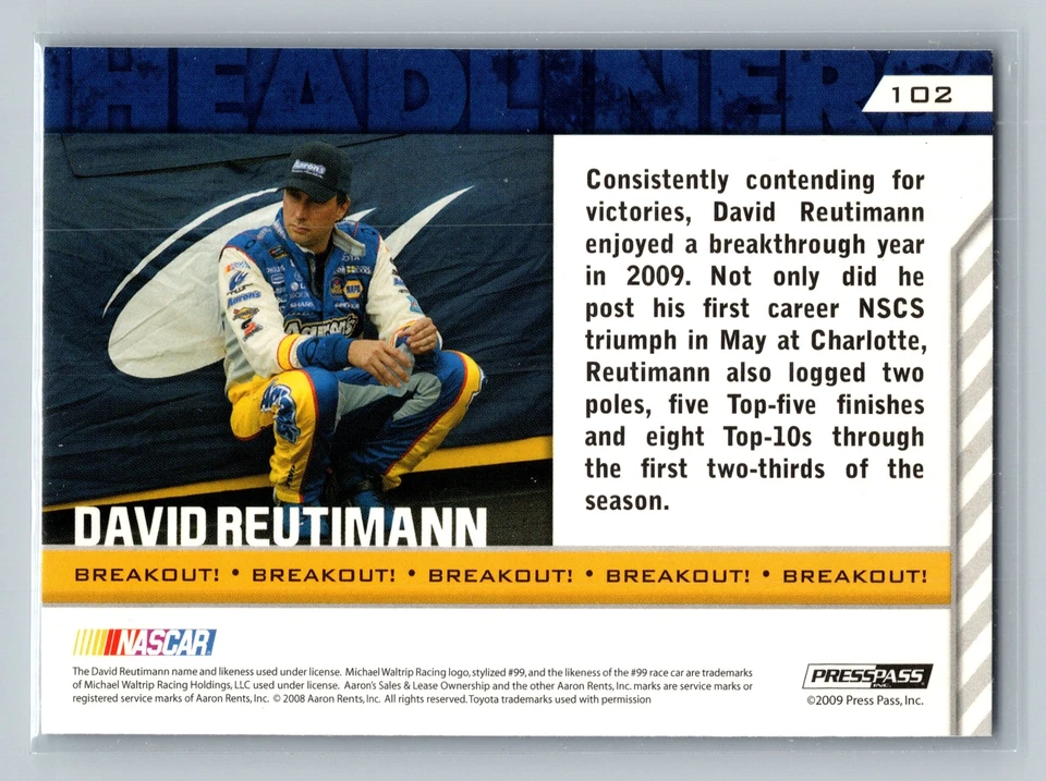 David Reutimann #102 2010 Press Pass Michael Waltrip Racing - Image 2 of 2