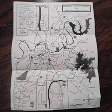 Vintage Nashville Tennessee 1980’s Map Travel Tourist Point Of Interest Chamber