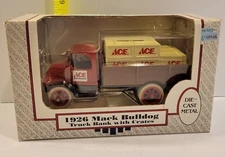 VINTAGE 1926 MACK BULLDOG TRUCK BANK with CRATES, NIB, ACE HARDWARE LOGO Ertl
