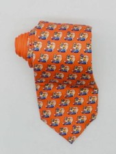  70 Tommy Hilfiger Men Orange Animal Dog Silk Classic Standard Neck Tie 60x3.25