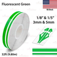 9/16" 15mm Vinyl striping Stripe Styling Double Line Sticker FLUORESCENT GREEN