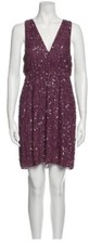 alice + olivia dusty plum purple sequin silk cocktail keyhole bow evening dress