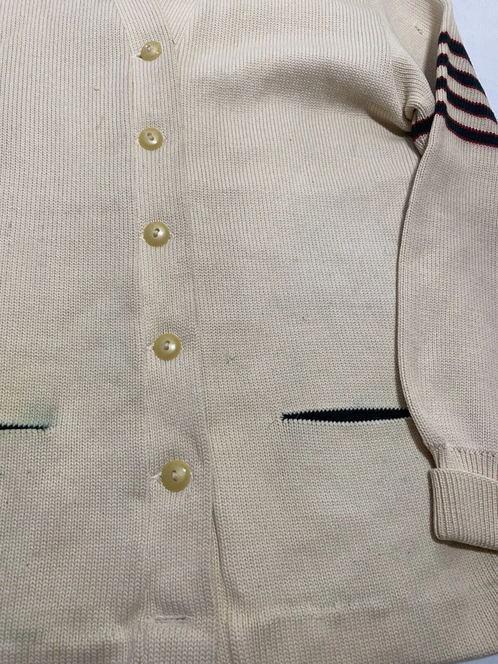 Cárdigan Letterman Vintage Años 60 Verde/Rojo 19x26 W2 Foto 3 de 4