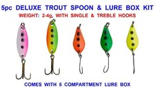 RON THOMPSON 5pc 2-4g TROUT SPOON & LURE BOX SET PIKE PERCH FISHING SPINNERS