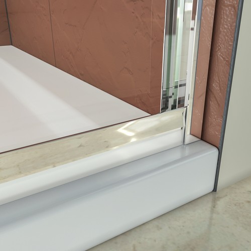 ELEGANT 54" W x 72" H Double Sliding Shower Doors 1/4" Clear Glass in Polished - Picture 6 of 10