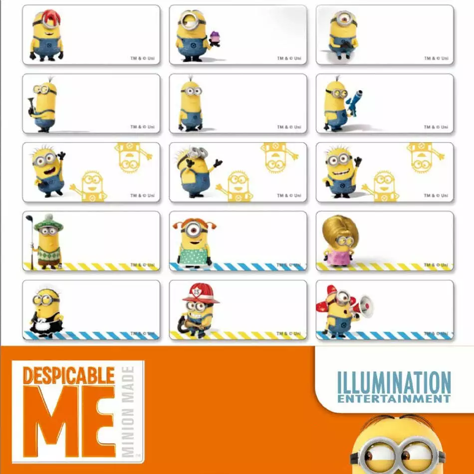 Minion name stickers deals