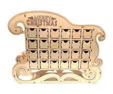 NIP DIY Sleigh Advent Calendar Wooden Countdown To Christmas Holiday Crafting