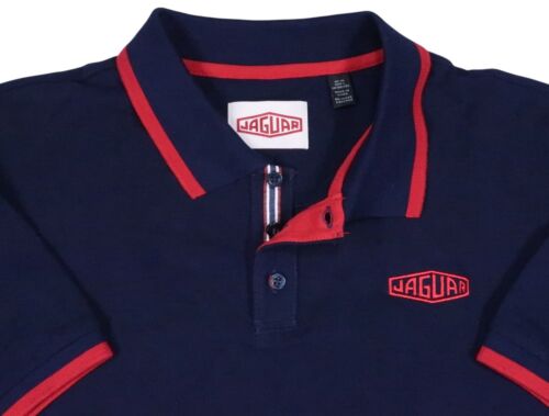 NEW JAGUAR OFFICIAL POLO PIQUE CAR MOTOR SPORTS RUGBY POLO SHIRT LARGE NAVY SS