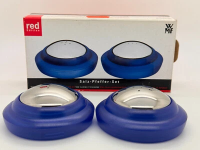 WMF RED Vintage SALZ- Pfeffer- SET blau unbenutzt OVP Edelstahl San Kunstoff - Bild 1 von 4