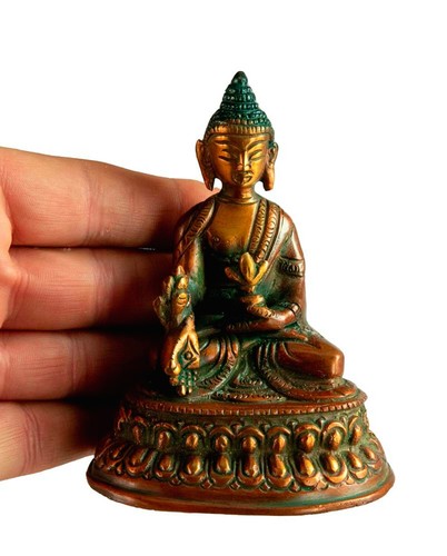 Soprammobile Budda Medicina - 10 CM 400g Ottone - Buddista 331 - Picture 6 of 7
