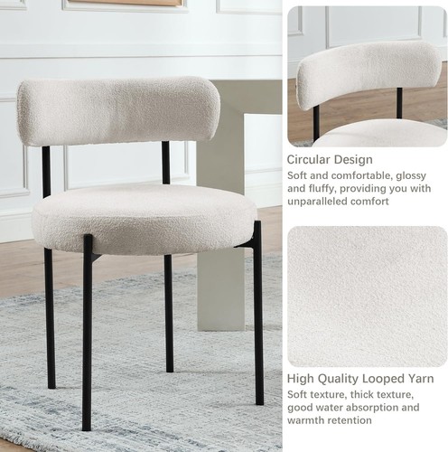 Beige Mid Back Modern Tufted Dining Chair Upholstered Loop Yarn - Tefune Brand