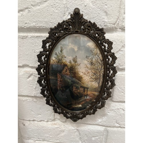 SET 4 Vintage oval brass picture frame Baroque style Made in Italy Action - Picture 4 of 8