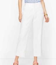 TALBOTS Women's Cotton Stretch Wide Leg Crop Pant White Size 6