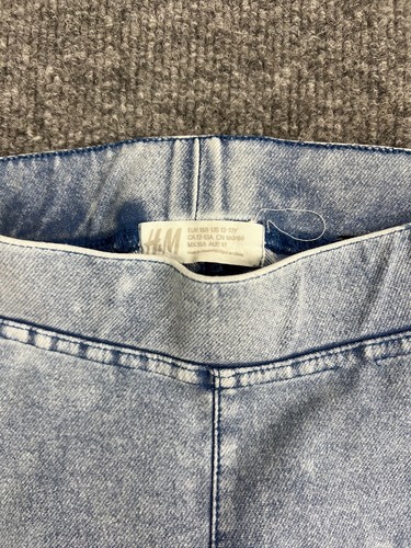 H&M Jeggings Youth 12-13 Blue Acid Wash Denim Look Moto Skinny Pull On Pants - Picture 2 of 7