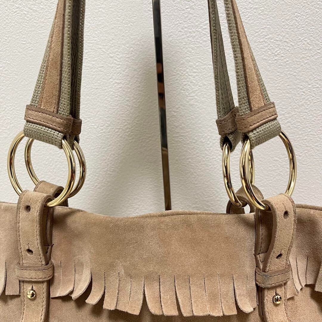 Yves Saint Laurent KAHALA Beige Fringe Genuine Suede Leather Yves Saint Laurent KAHALA Beige Fringe Genuine Suede Leather