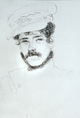 Self-Portrait, Drawing by DELACROIX, Magic Lantern Glass Slide