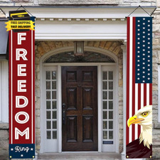 4Th of July Red White and Blue American Flag Hanging Banners 12 X 71In Porch Sig