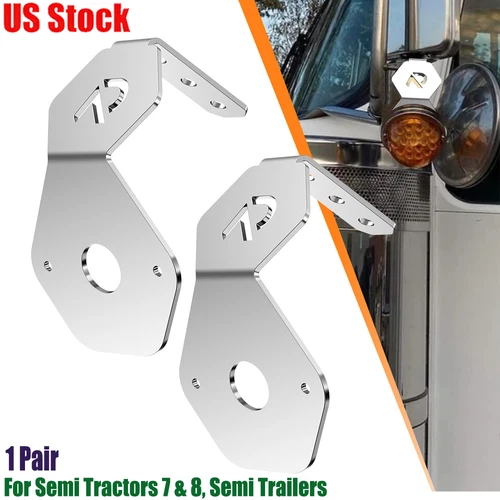 2X Turn Signal Light Watermelon Mirror Mount L-Bracket Only For Semi Tractors US