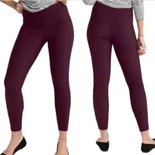 SPANX Micro Rib Knit Control Top Skimmer Leggings Maroon Wine Size M