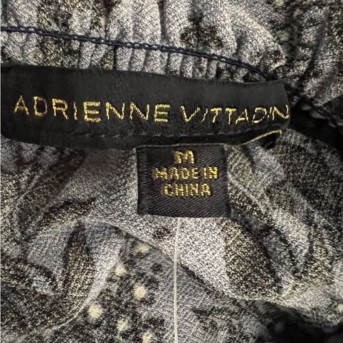 New Adrienne Vittadini Pullover Blouse Medium High Neck Floral Blue Black - Picture 10 of 12