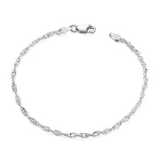 Sterling Silver 925 Singapore Twisted Rope Ladies Bracelet 7.5 inch