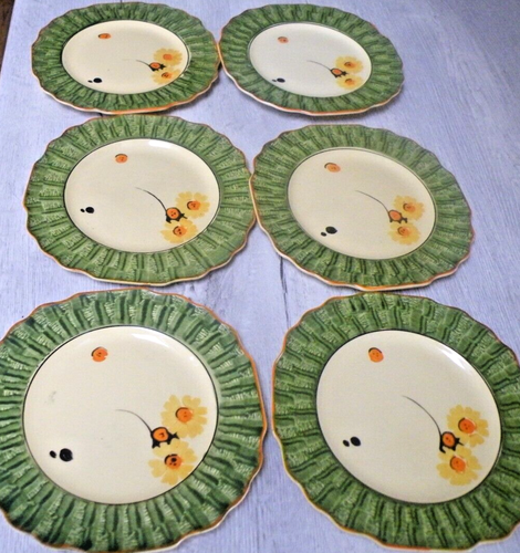 Ensemble of 8 Myott Art Deco Hand Painted Primula Ware Plates - Picture 4 of 6