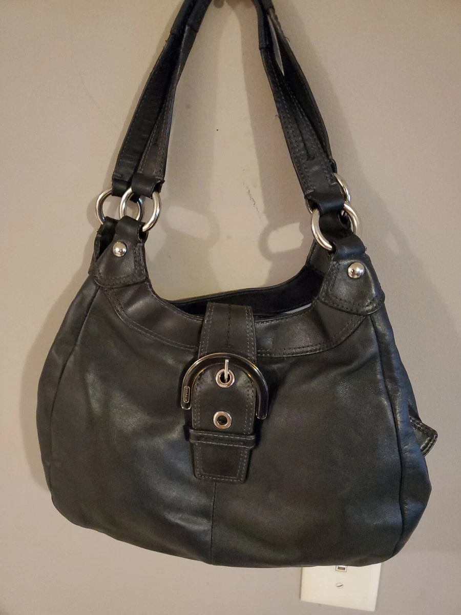 Coach Soho Lynn Black Premium Leather Hobo Shoulder Tote Bag