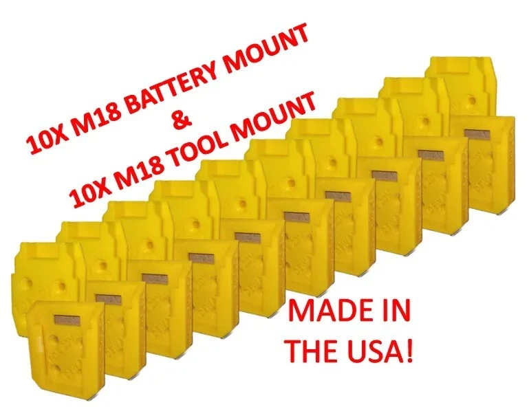 LEVERAGE DESIGN 10 / 10 Combo Pack DeWALT 20V 60V Tool & Battery Mounts/Holders - BEST FIT!