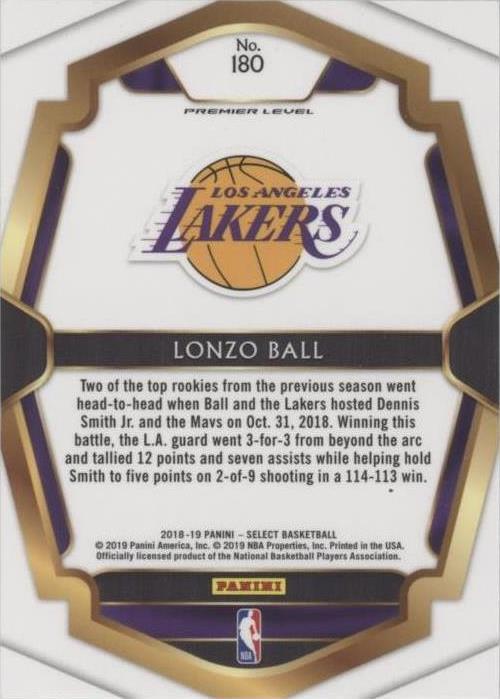 2018-19 Panini Select - Lonzo Ball #180 for sale | eBay