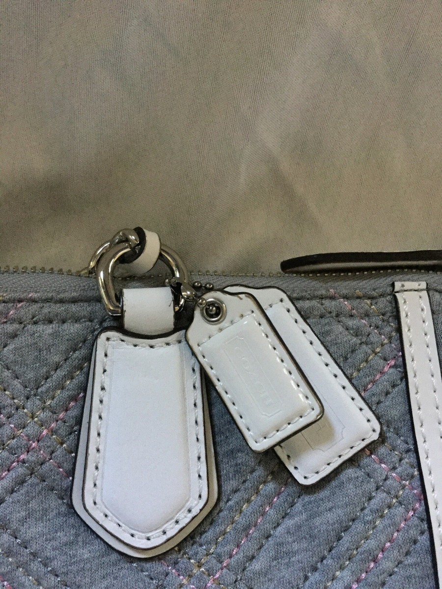 COACH Women's Gray Poppy Quilted Jersey Small Chain Tote