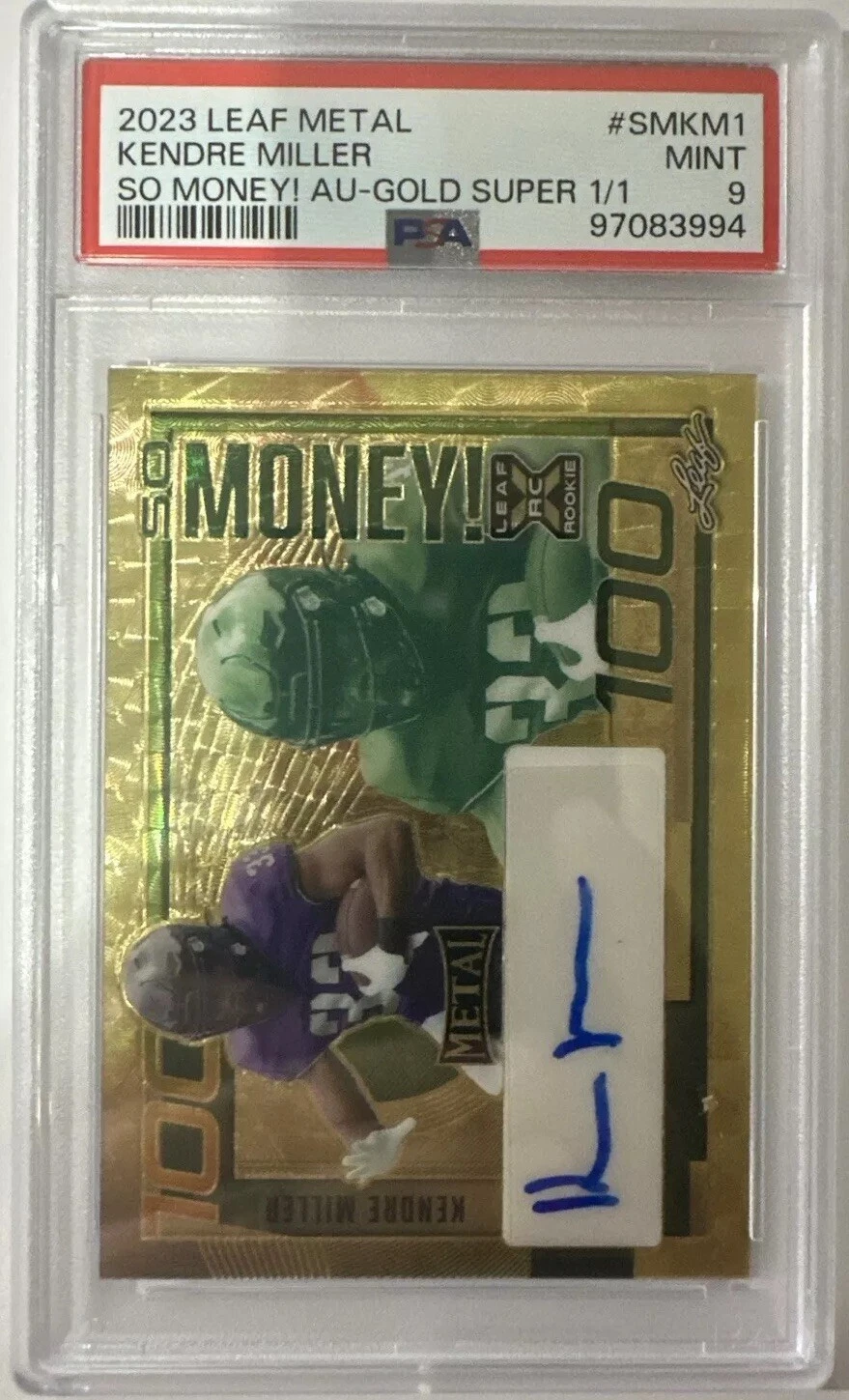 Kendre Miller Leaf Metal So Money! Autographs #SMKM1 Gold Super 1/1