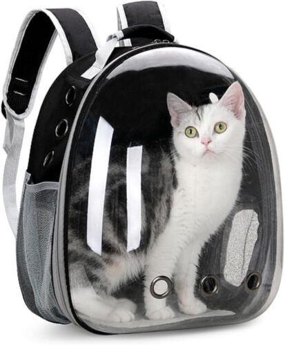 ASTRONAUT WINDOW DOG CAT PET TRAVEL BAG CARRIER BREATHABLE TRANSPARENT BACKPACK - Picture 2 of 8