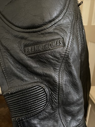 FRANK THOMAS LEATHER BIKERS JACKET VGC Size Uk 40 Zip Out Inner Armoured - Picture 11 of 18