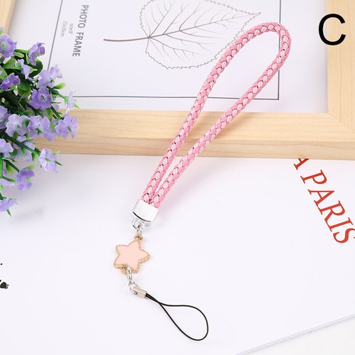 Leather Woven Star Lanyard Mobile Phone Chain Charm Hand Wrist Straps Cord Gift - Zdjęcie 5 z 10