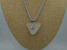 White Sea Glass Pendant: Rounded Triangle Shape P 142 